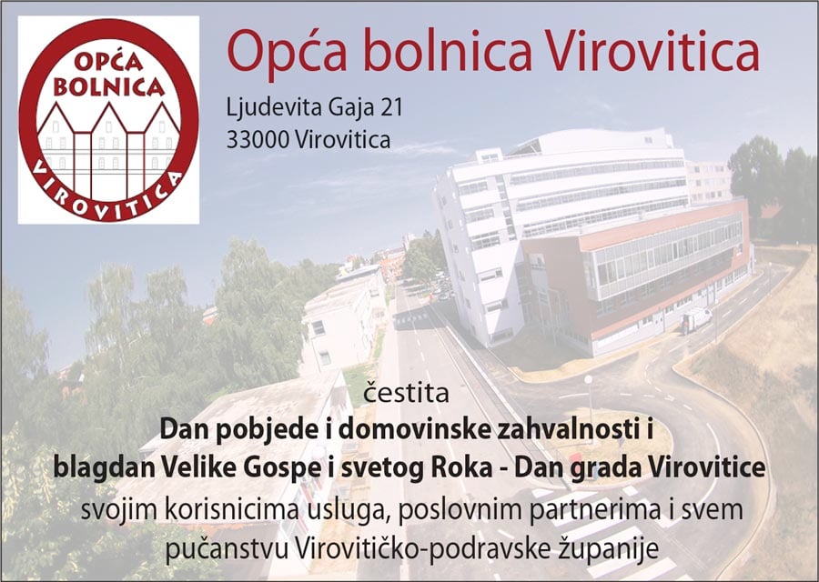 Opća bolnica Virovitica vam čestita Dan pobjede i domovinske zahvalnosti i blagdan Velike Gospe i sv. Roka 18 bolnica