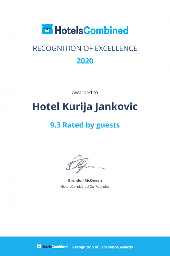 Hotel Kurija Jankovic Certificate