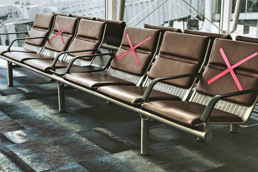 seats marked with x social distancing during covid 19 Custom