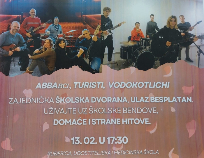 Valentinovska zabava uz školske bendove i radionica “za zdravo srce” Davida Skoke u osječkom RCK Ugostiteljsko-turističke škole 1 Valentinovska zabava