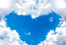 sky with clouds forming heart