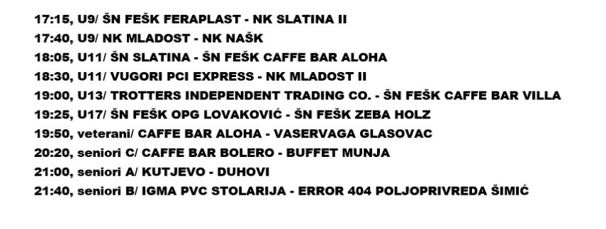 Raspored cetvrtak