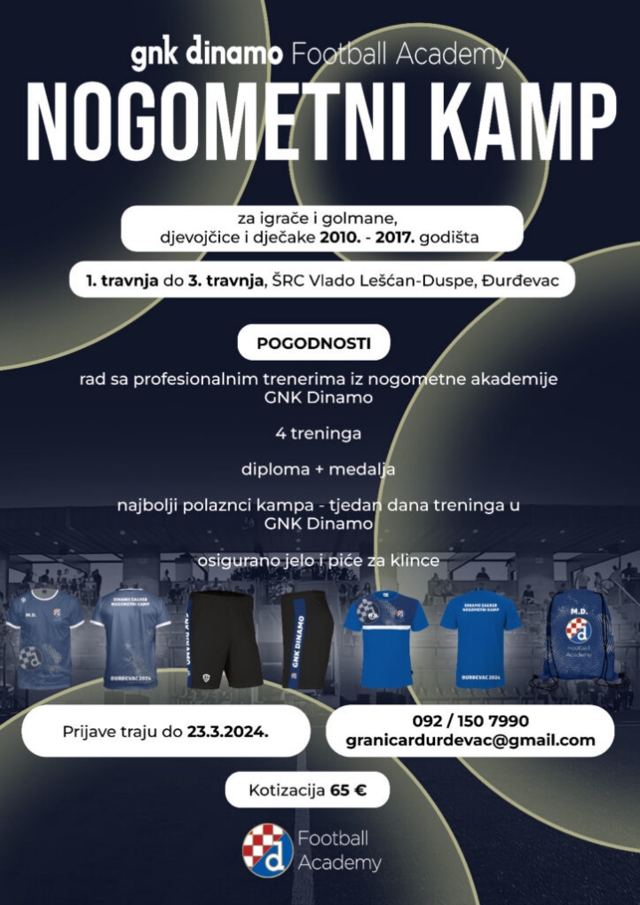 Plakat Dinamovog kampa u Durdevcu
