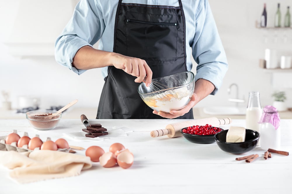 cook with eggs rustic kitchen