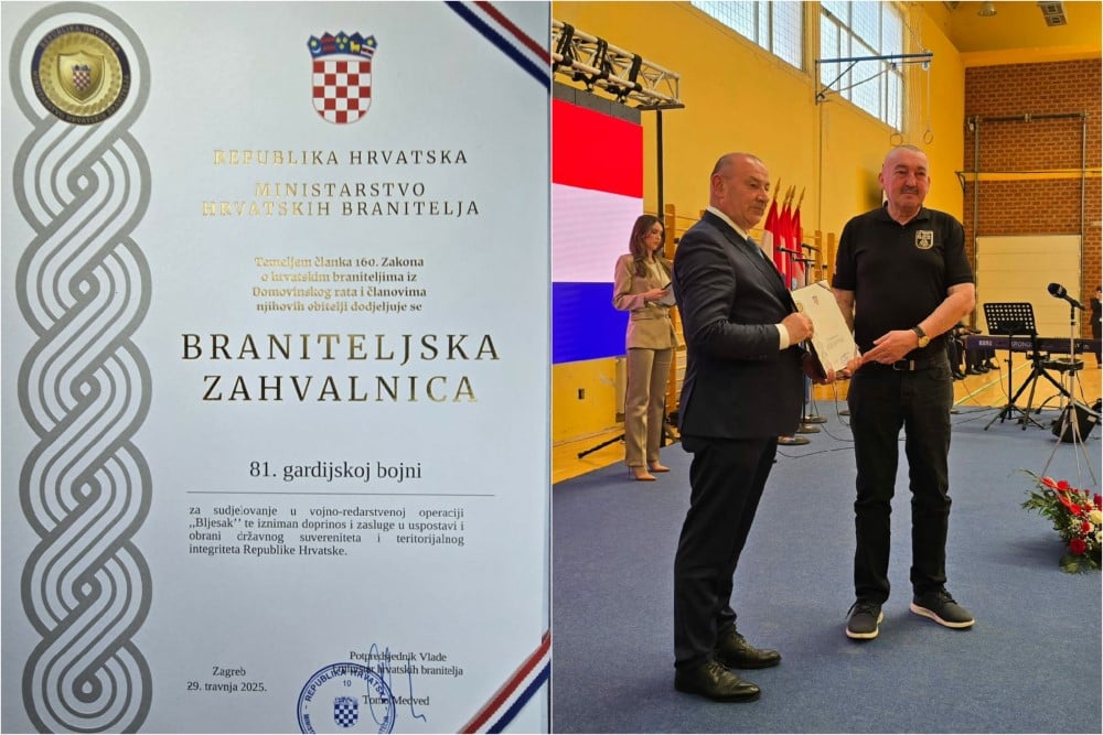 U povodu 30. obljetnice VRO Bljesak, 81. gardijskoj bojni "Kumovi" ministar Medved uručio Braniteljsku zahvalnicu 17 Collage Fotor Custom