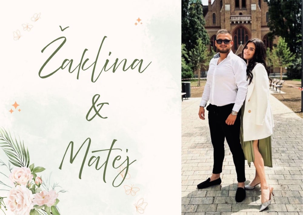Green and Orange Illustrative Watercolor Happy Wedding Card Custom 1